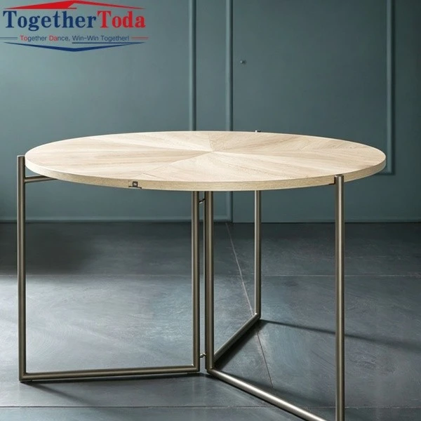 Natural Wood Round Dining Table Product Full View